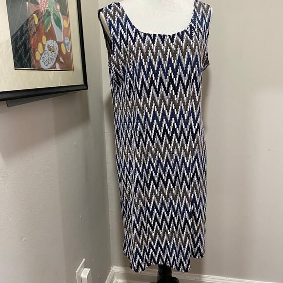 Vintage R & M Richard's Dress Size 14 Abstract Chevron Pattern Sleeveless - Picture 9 of 9